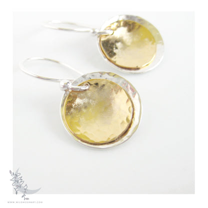 Silver & Gold Earrings · Mixed Metal Hammered 14k Gold Filled & Sterling Silver Dangle Earrings