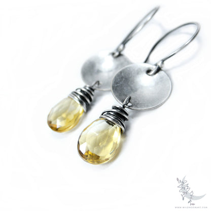 Golden Citrine Earrings · Sterling Silver Dangle Earrings