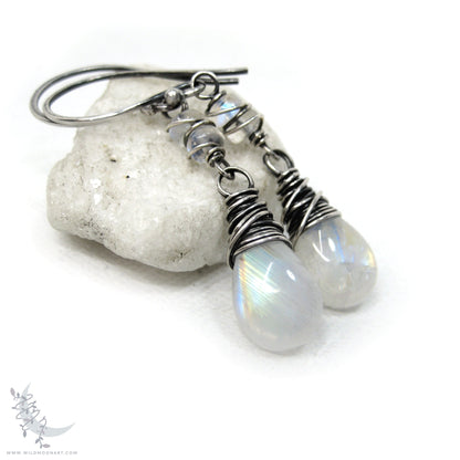 Moonstone Earrings · Sterling Silver Dangle Earrings