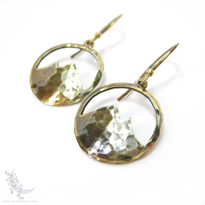 Mountain Earrings · Hammered Antiqued Brass Minimalist Colorado Dangle Earrings
