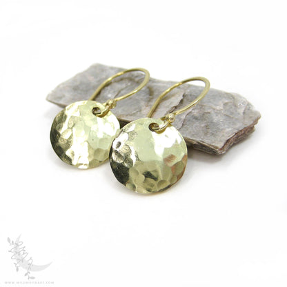 Hand Hammered Brass Earrings · Tiny Minimalist Coin Earrings